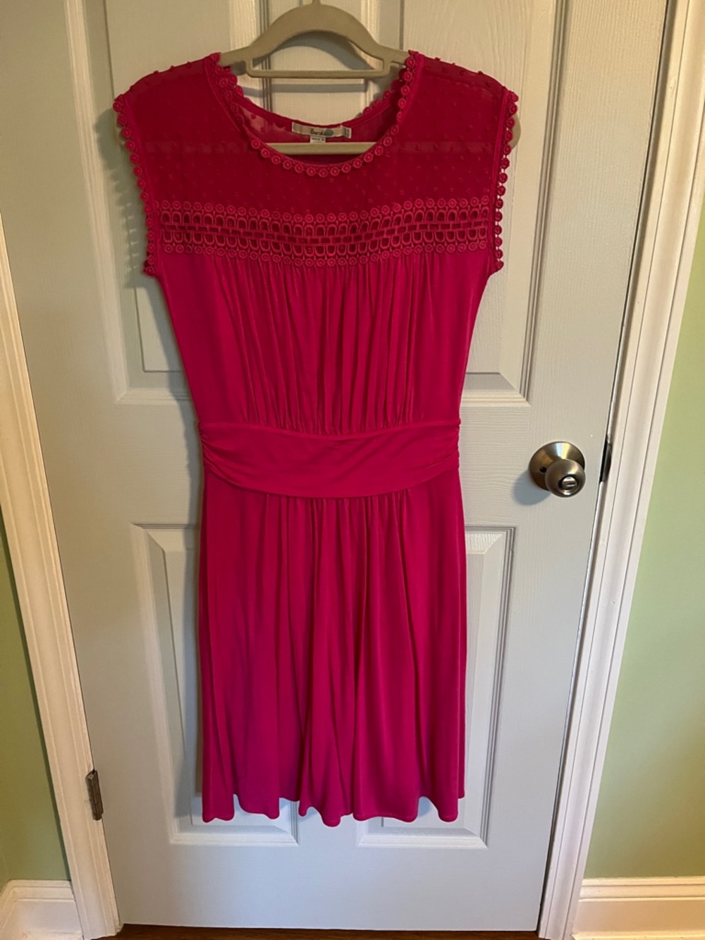 Boden Fuchsia Crochet Yoke Sleeveless Midi Dress